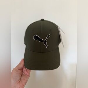 PUMA - Men’s Olive Green Stretch Fit Cap with Logo - Small/Medium